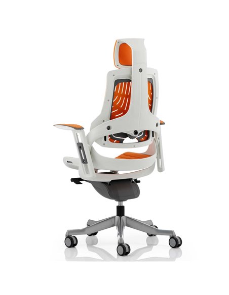 Dynamic Zure Executive Office Chair White Shell Elastomer Gel Orange With Arms And Headrest KC0165 - pic 80442 | FastDaddyshop