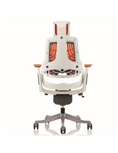Dynamic Zure Executive Office Chair White Shell Elastomer Gel Orange With Arms And Headrest KC0165