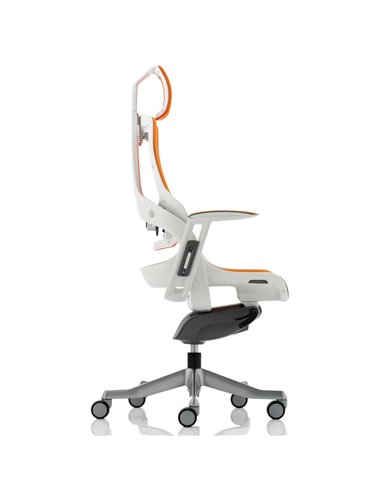 Dynamic Zure Executive Office Chair White Shell Elastomer Gel Orange With Arms And Headrest KC0165