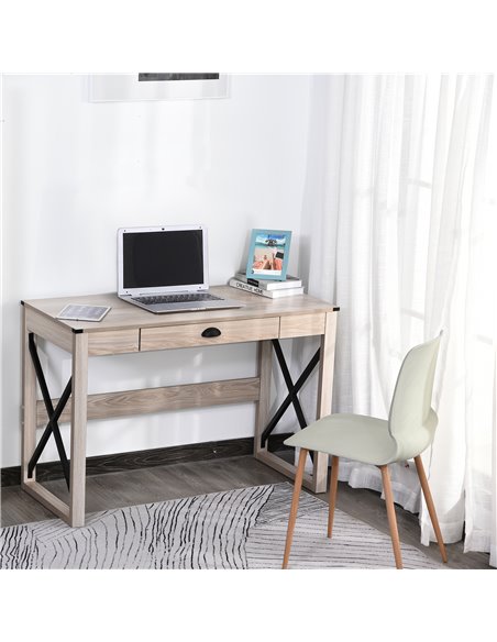 HOMCOM Computer Desk Writing Table with Drawer Home Office Workstation Large Tabletop 112Lx51Wx76Hcm - pic 8046 | FastDaddyshop