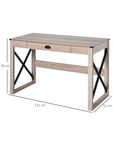 HOMCOM Computer Desk Writing Table with Drawer Home Office Workstation Large Tabletop 112Lx51Wx76Hcm