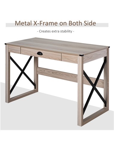 HOMCOM Computer Desk Writing Table with Drawer Home Office Workstation Large Tabletop 112Lx51Wx76Hcm