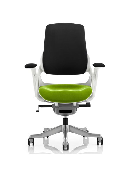 Dynamic Zure Office Chair White Shell  Black Fabric Back Bespoke Colour Seat Myrrh Green KCUP0698 - pic 80509 | FastDaddyshop