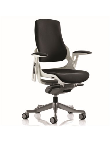 Dynamic Zure Office Chair White Shell  Black Fabric Back Bespoke Colour Seat Myrrh Green KCUP0698