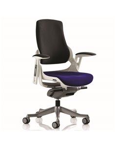 Dynamic Zure Office Chair White Shell  Black Fabric Back Bespoke Colour Seat Stevia Blue KCUP0699