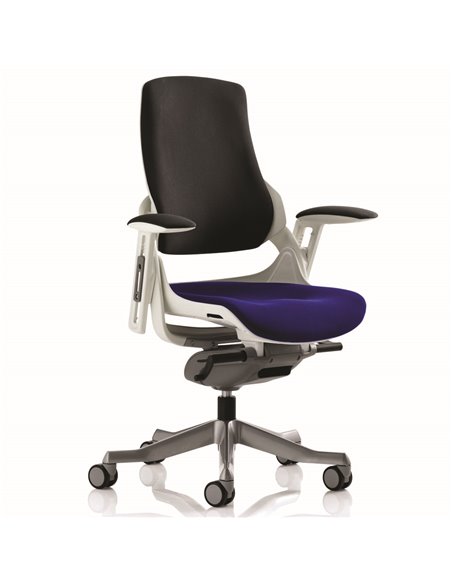 Dynamic Zure Office Chair White Shell  Black Fabric Back Bespoke Colour Seat Stevia Blue KCUP0699 - pic 80516 | FastDaddyshop