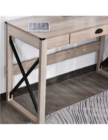 HOMCOM Computer Desk Writing Table with Drawer Home Office Workstation Large Tabletop 112Lx51Wx76Hcm