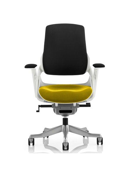 Dynamic Zure Office Chair White Shell  Black Fabric Back Bespoke Colour Seat Senna Yellow KCUP0701 - pic 80530 | FastDaddyshop