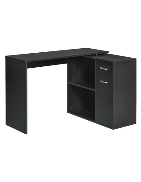 HOMCOM L-Shaped corner computer desk Table Study Table PC Workstation with Storage Shelf Drawer Home Office Black - pic 8054 | FastDaddyshop