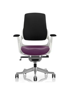 Dynamic Zure Office Chair White Shell  Black Fabric Back Bespoke Colour Seat Tansy Purple KCUP0704