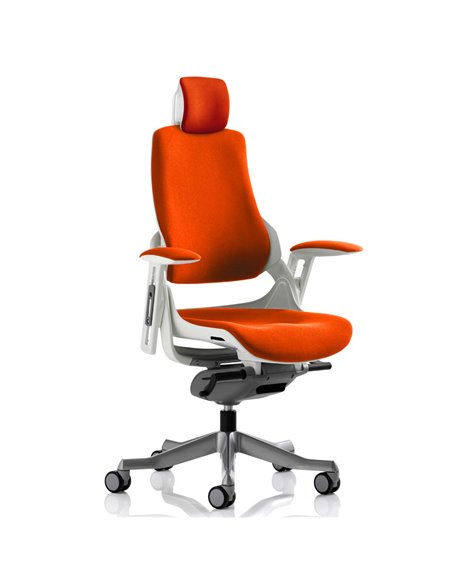 Dynamic Zure Office Chair White Shell  With Headrest Fully Bespoke Colour Tabasco Orange KCUP1284 - pic 80579 | FastDaddyshop