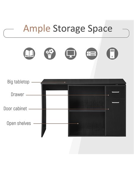 HOMCOM L-Shaped corner computer desk Table Study Table PC Workstation with Storage Shelf Drawer Home Office Black - pic 8058 | FastDaddyshop