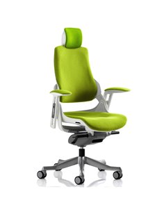 Dynamic Zure Office Chair White Shell  With Headrest Fully Bespoke Colour Myrrh Green KCUP1285