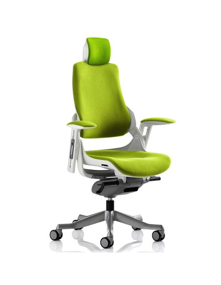 Dynamic Zure Office Chair White Shell  With Headrest Fully Bespoke Colour Myrrh Green KCUP1285 - pic 80586 | FastDaddyshop