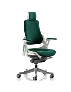 Dynamic Zure Office Chair White Shell  With Headrest Fully Bespoke Colour Maringa Teal KCUP1286