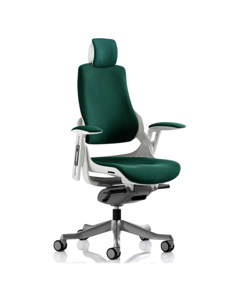 Dynamic Zure Office Chair White Shell  With Headrest Fully Bespoke Colour Maringa Teal KCUP1286 - pic 80593 | FastDaddyshop