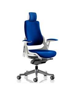 Dynamic Zure Office Chair White Shell  With Headrest Fully Bespoke Colour Stevia Blue KCUP1288