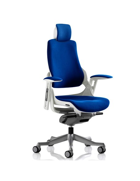 Dynamic Zure Office Chair White Shell  With Headrest Fully Bespoke Colour Stevia Blue KCUP1288 - pic 80607 | FastDaddyshop