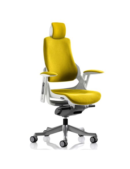 Dynamic Zure Office Chair White Shell  With Headrest Fully Bespoke Colour Senna Yellow KCUP1289 - pic 80614 | FastDaddyshop