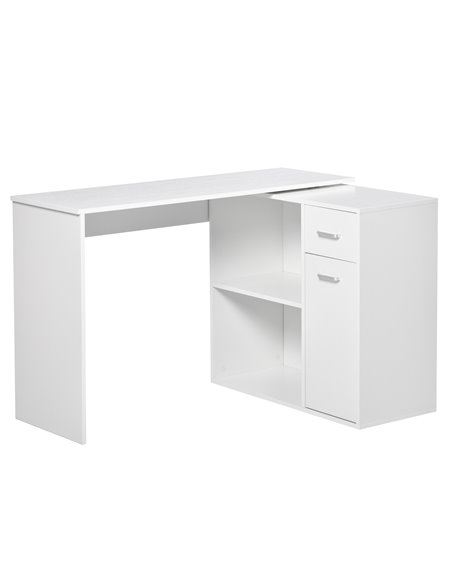 HOMCOM L-Shaped corner computer desk Table Study Table PC Workstation with Storage Shelf Drawer Home Office white - pic 8062 | FastDaddyshop