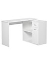 HOMCOM L-Shaped corner computer desk Table Study Table PC Workstation with Storage Shelf Drawer Home Office white