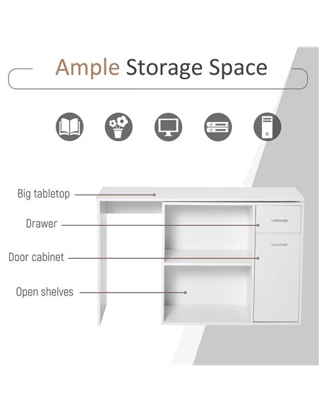 HOMCOM L-Shaped corner computer desk Table Study Table PC Workstation with Storage Shelf Drawer Home Office white - pic 8066 | FastDaddyshop