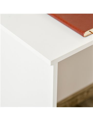 HOMCOM L-Shaped corner computer desk Table Study Table PC Workstation with Storage Shelf Drawer Home Office white