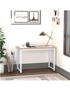 Homcom Computer Desk with Adjustable Feet, Metal Frame, Oak White 2