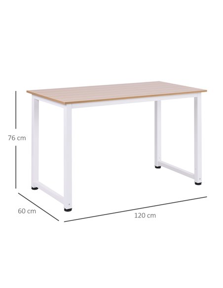 HOMCOM Computer Desk PC Writing Table Home Office Workstation Adjustable Feet Stable Work Study w/ Metal Frame Oak White - pic 8071 | FastDaddyshop
