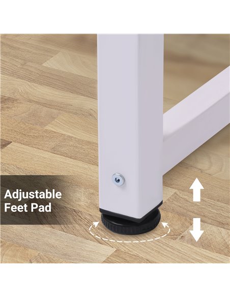 HOMCOM Computer Desk PC Writing Table Home Office Workstation Adjustable Feet Stable Work Study w/ Metal Frame Oak White - pic 8072 | FastDaddyshop