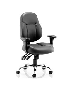 Dynamic Storm Task Operator Chair Black Soft Bonded Leather With Arms OP000129