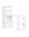 HOMCOM 120cm Modern Computer Desk Bookshelf  Writing Table Workstation PC Laptop Study Home Office 6 Shelves White