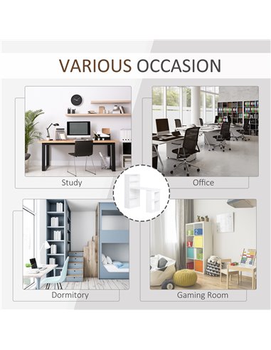 HOMCOM 120cm Modern Computer Desk Bookshelf  Writing Table Workstation PC Laptop Study Home Office 6 Shelves White