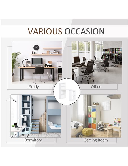 HOMCOM 120cm Modern Computer Desk Bookshelf  Writing Table Workstation PC Laptop Study Home Office 6 Shelves White - pic 8098 | FastDaddyshop