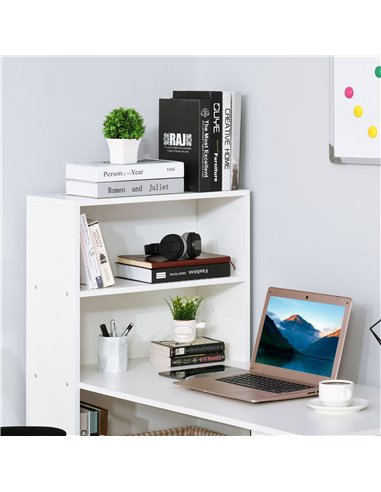 HOMCOM 120cm Modern Computer Desk Bookshelf  Writing Table Workstation PC Laptop Study Home Office 6 Shelves White