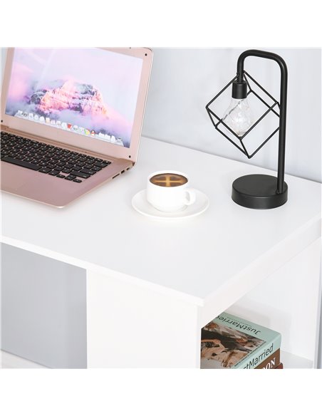 HOMCOM 120cm Modern Computer Desk Bookshelf  Writing Table Workstation PC Laptop Study Home Office 6 Shelves White - pic 8100 | FastDaddyshop