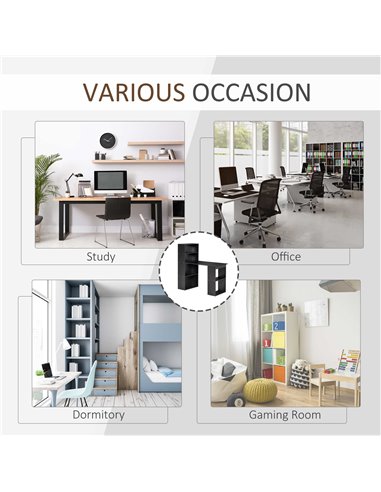 HOMCOM 120cm Modern Computer Desk Bookshelf  Writing Table Workstation PC Laptop Study Home Office 6 Shelves Black