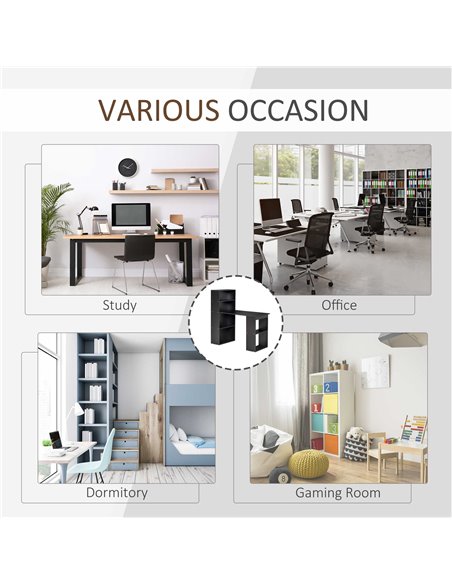 HOMCOM 120cm Modern Computer Desk Bookshelf  Writing Table Workstation PC Laptop Study Home Office 6 Shelves Black - pic 8106 | FastDaddyshop