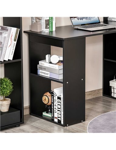 HOMCOM 120cm Modern Computer Desk Bookshelf  Writing Table Workstation PC Laptop Study Home Office 6 Shelves Black