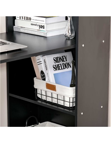 HOMCOM 120cm Modern Computer Desk Bookshelf  Writing Table Workstation PC Laptop Study Home Office 6 Shelves Black - pic 8109 | FastDaddyshop