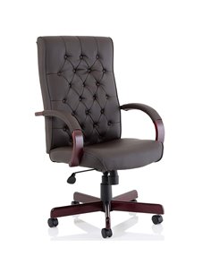 Dynamic Chesterfield Executive Office Chair Brown Leather With Arms EX000003