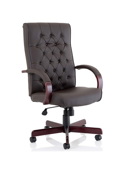 Dynamic Chesterfield Executive Office Chair Brown Leather With Arms EX000003 - pic 81170 | FastDaddyshop