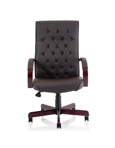 Dynamic Chesterfield Executive Office Chair Brown Leather With Arms EX000003