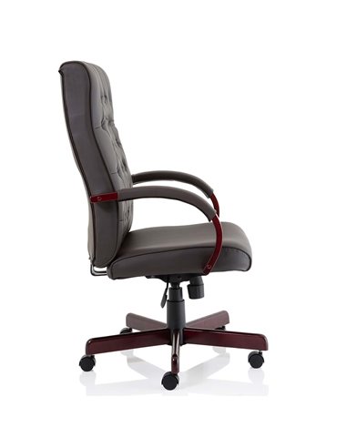 Dynamic Chesterfield Executive Office Chair Brown Leather With Arms EX000003