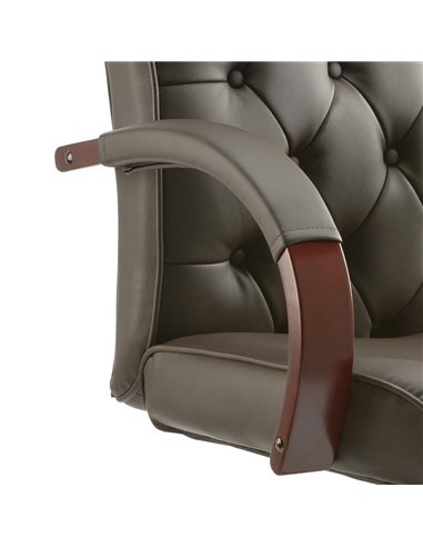 Dynamic Chesterfield Executive Office Chair Brown Leather With Arms EX000003