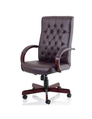 Dynamic Chesterfield Executive Office Chair Burgundy Leather With Arms EX000004