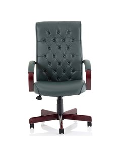 Dynamic Chesterfield Executive Office Chair Green Leather With Arms EX000006 2