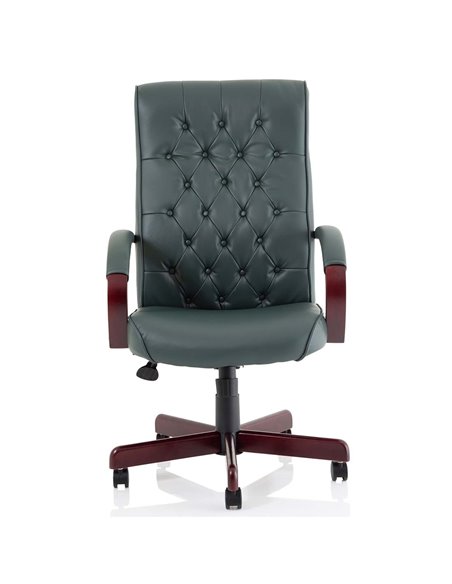 Dynamic Chesterfield Executive Office Chair Green Leather With Arms EX000006 - pic 81191 | FastDaddyshop
