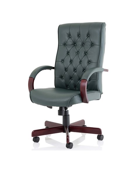 Dynamic Chesterfield Executive Office Chair Green Leather With Arms EX000006 - pic 81192 | FastDaddyshop