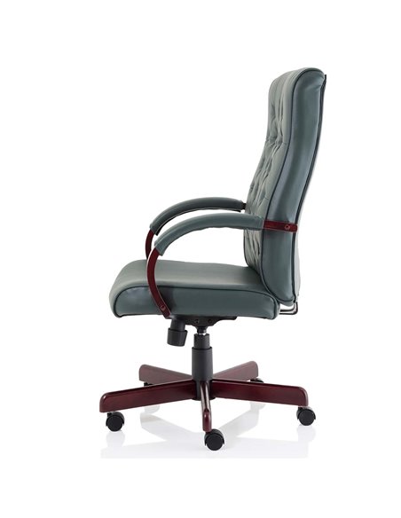 Dynamic Chesterfield Executive Office Chair Green Leather With Arms EX000006 - pic 81193 | FastDaddyshop